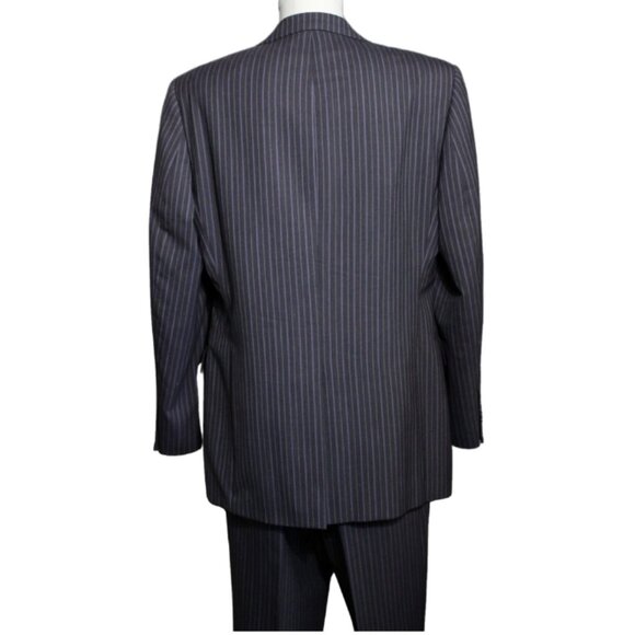 Perry Ellis 2 Piece Suit SZ 40T x 34 Grey w/Mauve & Grey Pinstripes 100% Wool - Picture 2 of 16